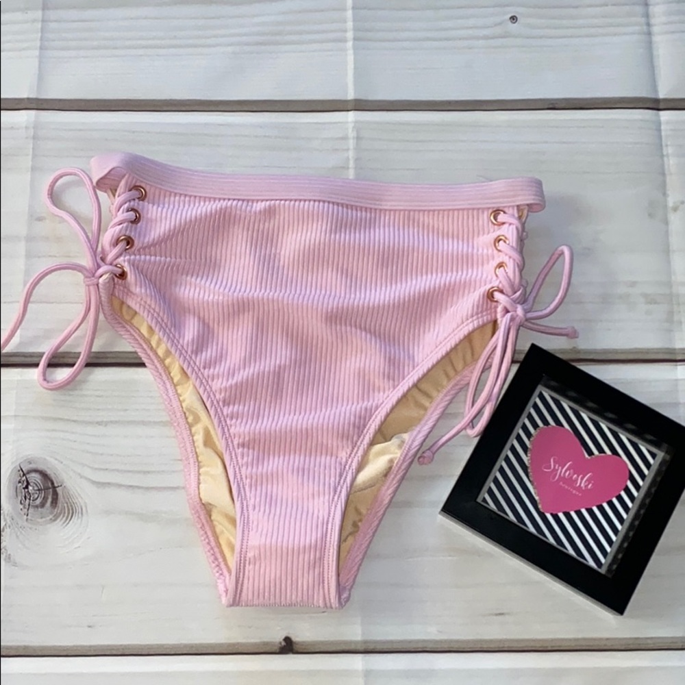 🌊LA Hearts Lace-Up High Rise Bikini Bottom - Picture 3 of 4